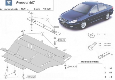 Scut motor metalic Peugeot 607